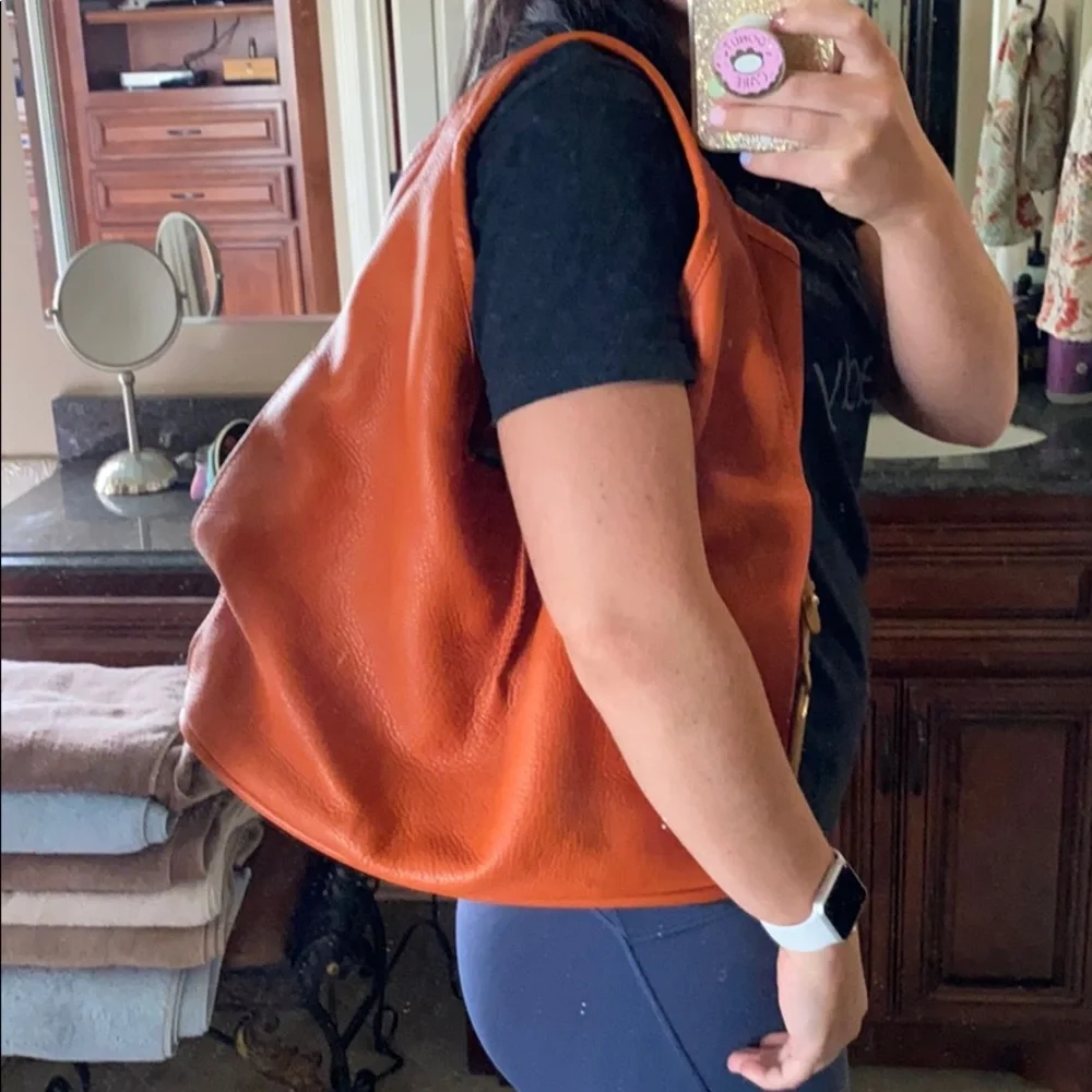 UGG Burnt Orange Pebbled Leather Shoulder Hobo